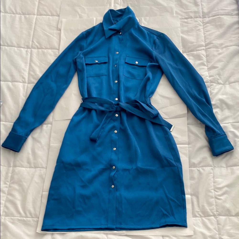 White House Black Market Vibrant Blue Long Sleeve Dress